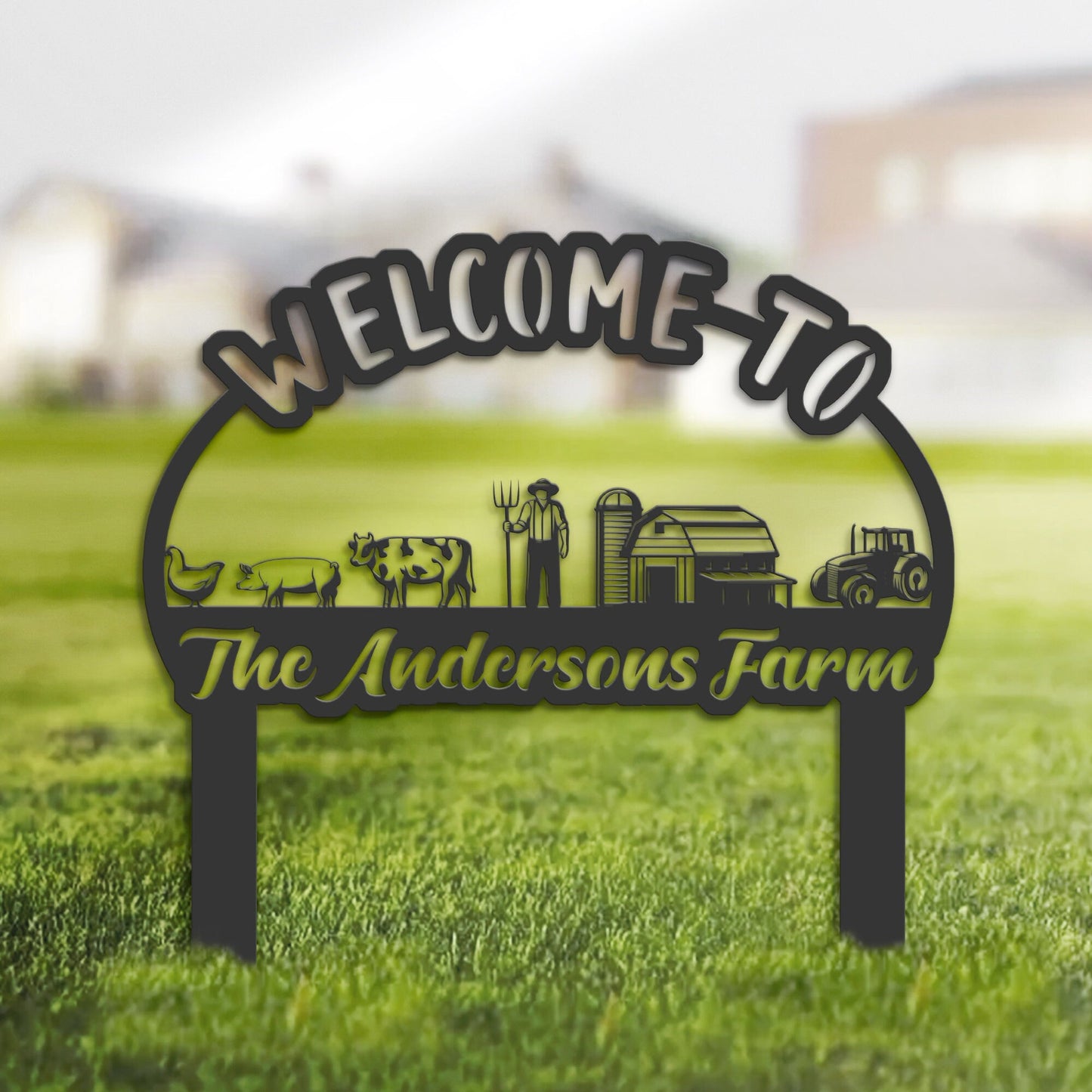 Personalized Welcome to our farm, Custom name farm house sign, barn ranch metal sign