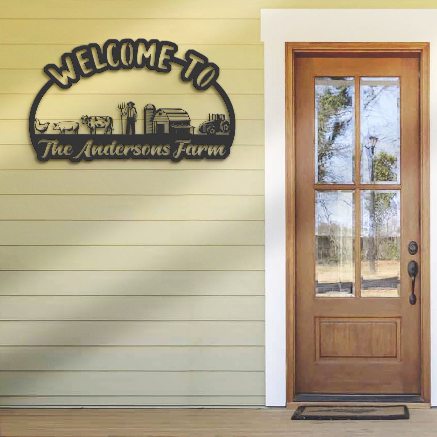 Personalized Welcome to our farm, Custom name farm house sign, barn ranch metal sign