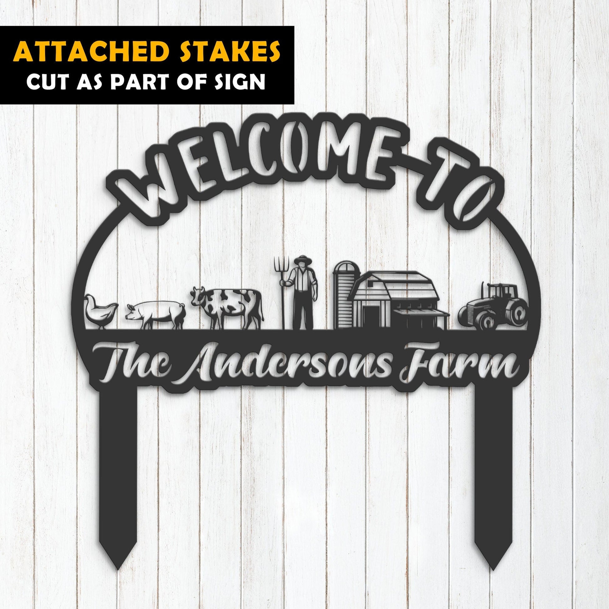 Personalized Welcome to our farm, Custom name farm house sign, barn ranch metal sign