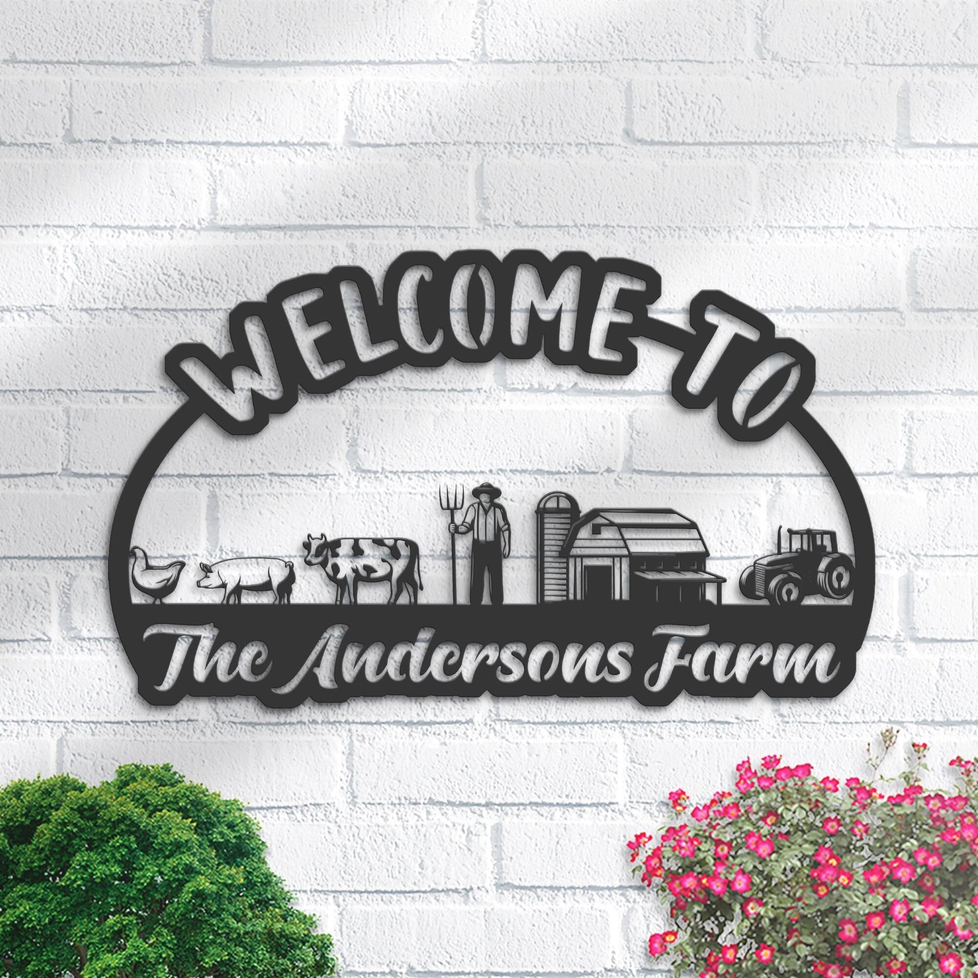 Personalized Welcome to our farm, Custom name farm house sign, barn ranch metal sign