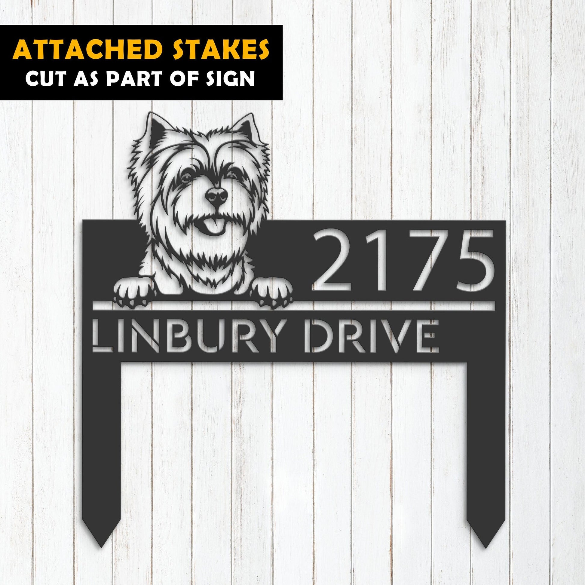 Personalized West Highland White Terrier dog Metal Address Sign House number Hanging Address Plaque Yard Sign Outdoor decor Garden Stake