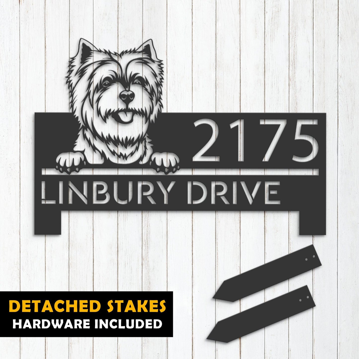 Personalized West Highland White Terrier dog Metal Address Sign House number Hanging Address Plaque Yard Sign Outdoor decor Garden Stake