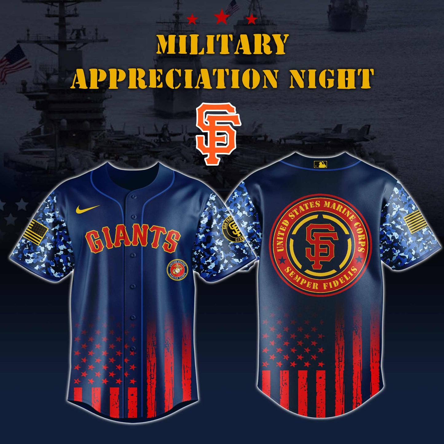 _San Francisco Giants MLB x Marine Corps Military Appreciation Night Jersey Editions Limited 2025 V3