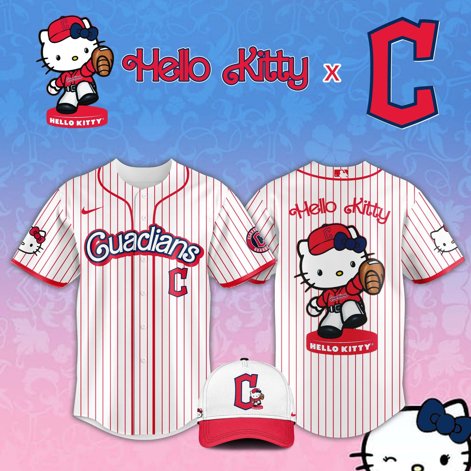 ,   Cleveland Guardians MLB x Hello Kitty Night Jersey Editions Limited