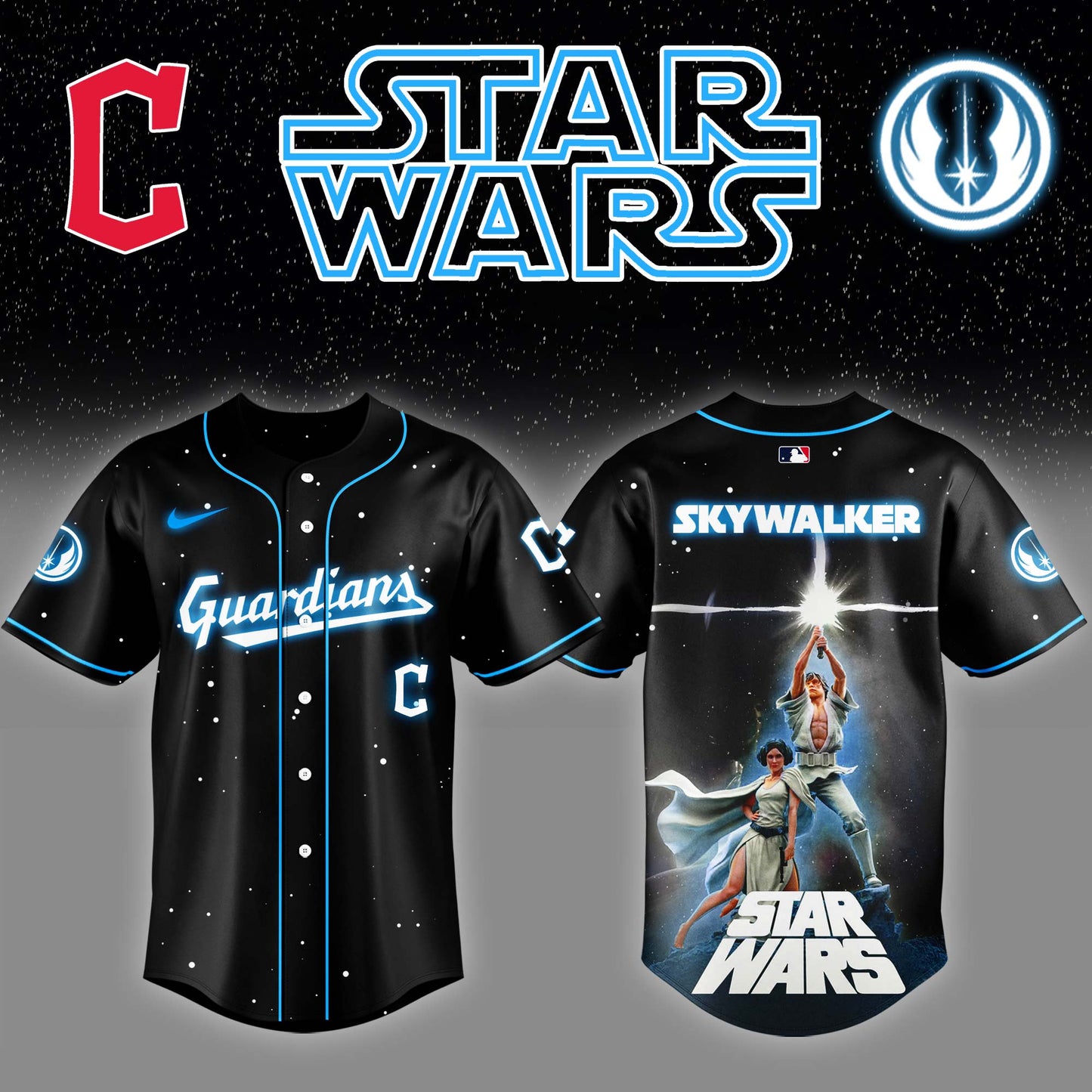 Cleveland Guardians x Stars Wars Luke Skywalker Game Night Baseball Jersey Editions Limited v4