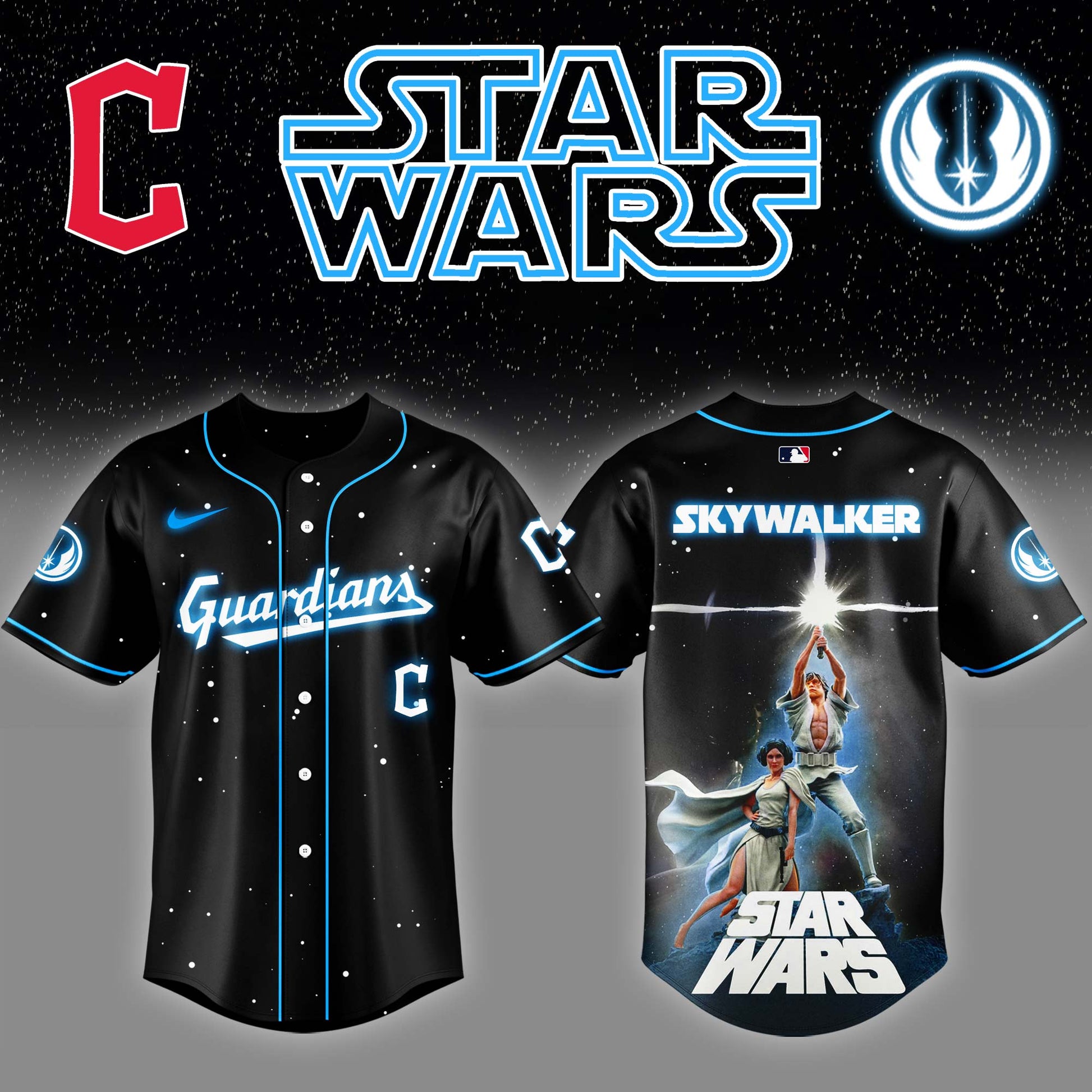 Cleveland Guardians x Stars Wars Luke Skywalker Game Night Baseball Jersey Editions Limited v4