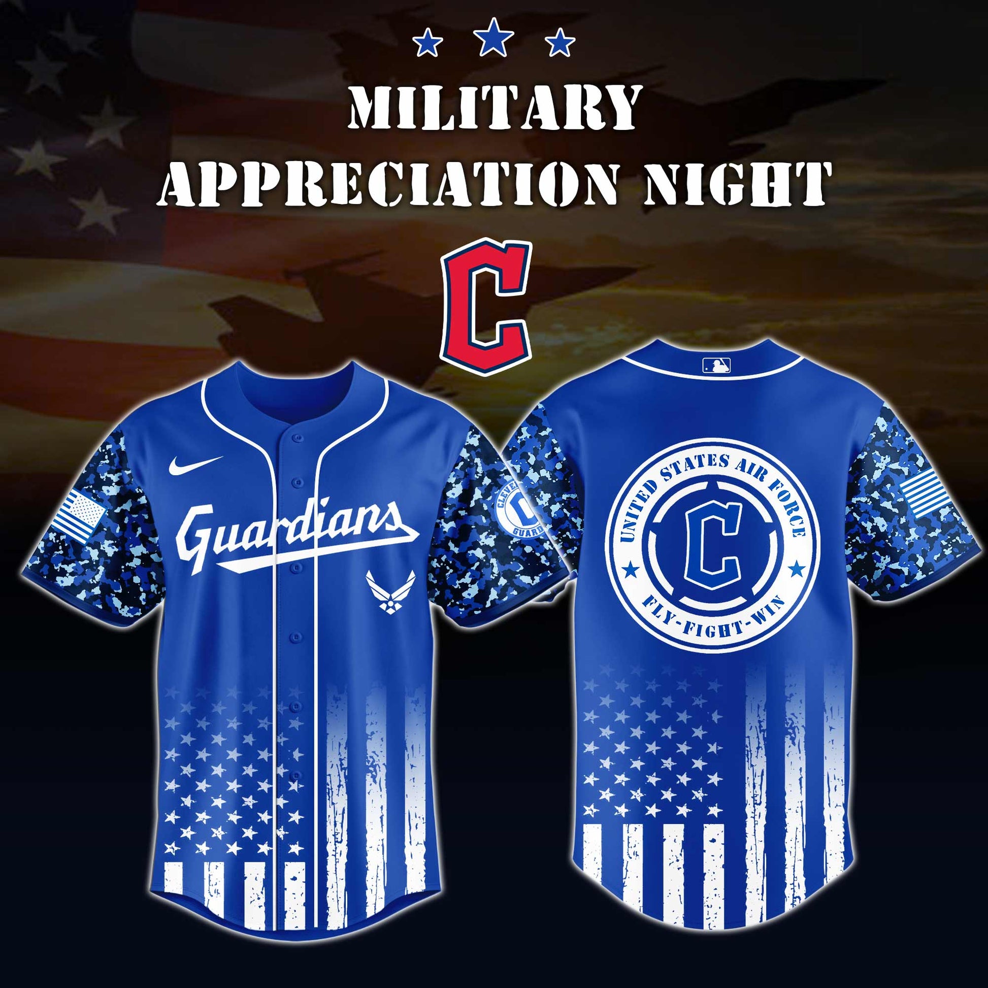 _Cleveland Guardians MLB x Air Force Military Appreciation Night Jersey Editions Limited 2025 V4