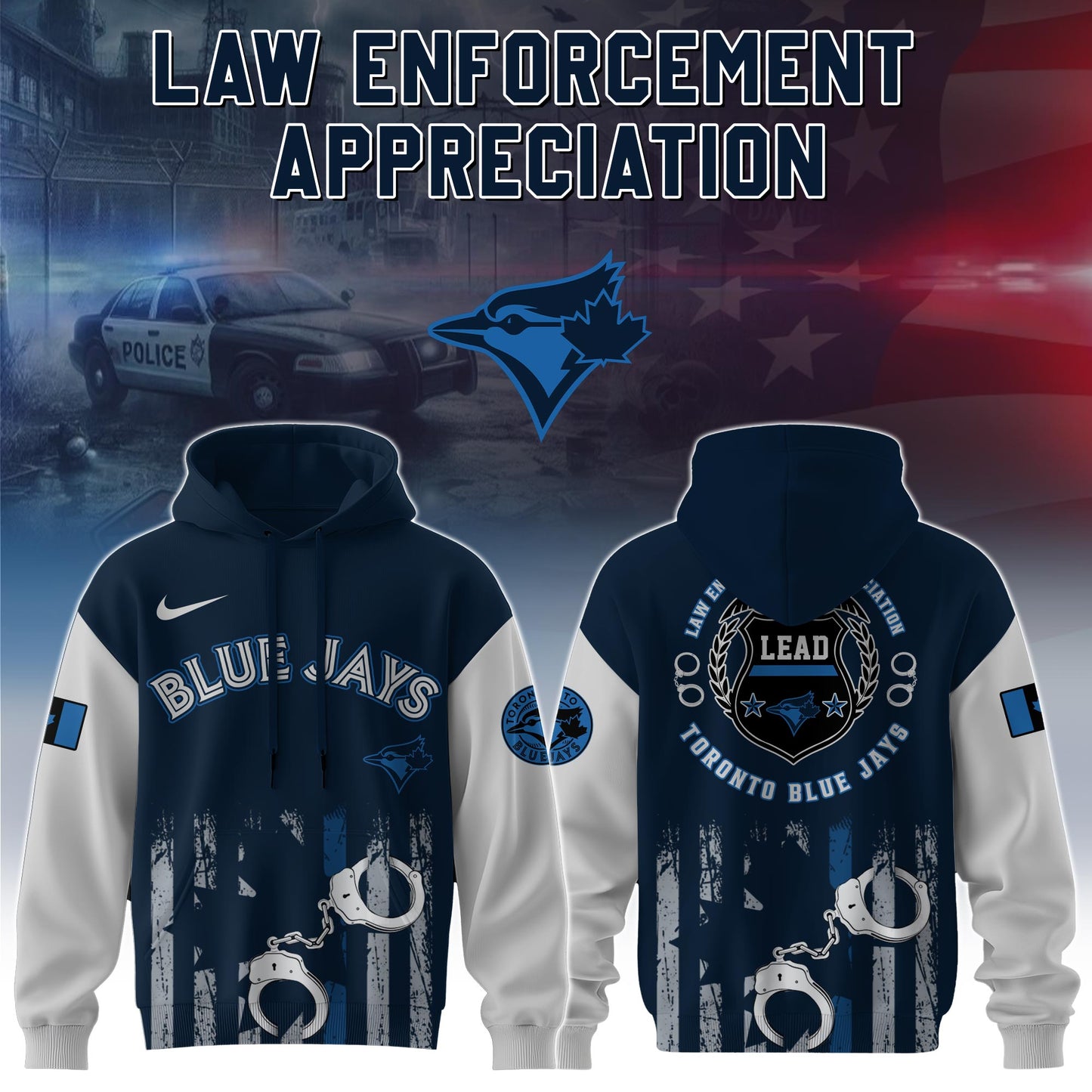 .    Toronto Blue Jays MLB x Law Enforcement Appreciation Day Hoodie Limited