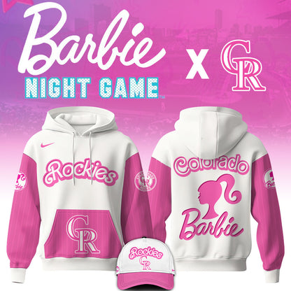 .    Colorado Rockies MLB x Barbie Night Game Limited Edition Hoodie 2025