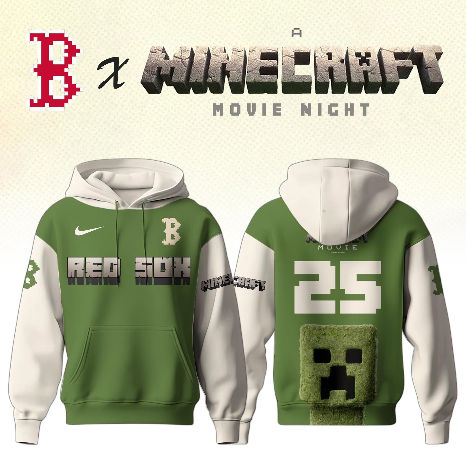 ,  Boston Red Sox MLB x A MINECRAFT MOVIE Night Hoodie Editions Limited