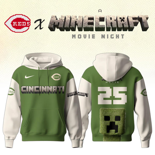 ,  Cincinnati Reds MLB x A MINECRAFT MOVIE Night Hoodie Editions Limited