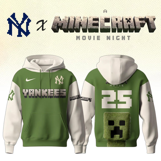 ,      New York Yankees MLB x A MINECRAFT MOVIE Night Hoodie Editions Limited