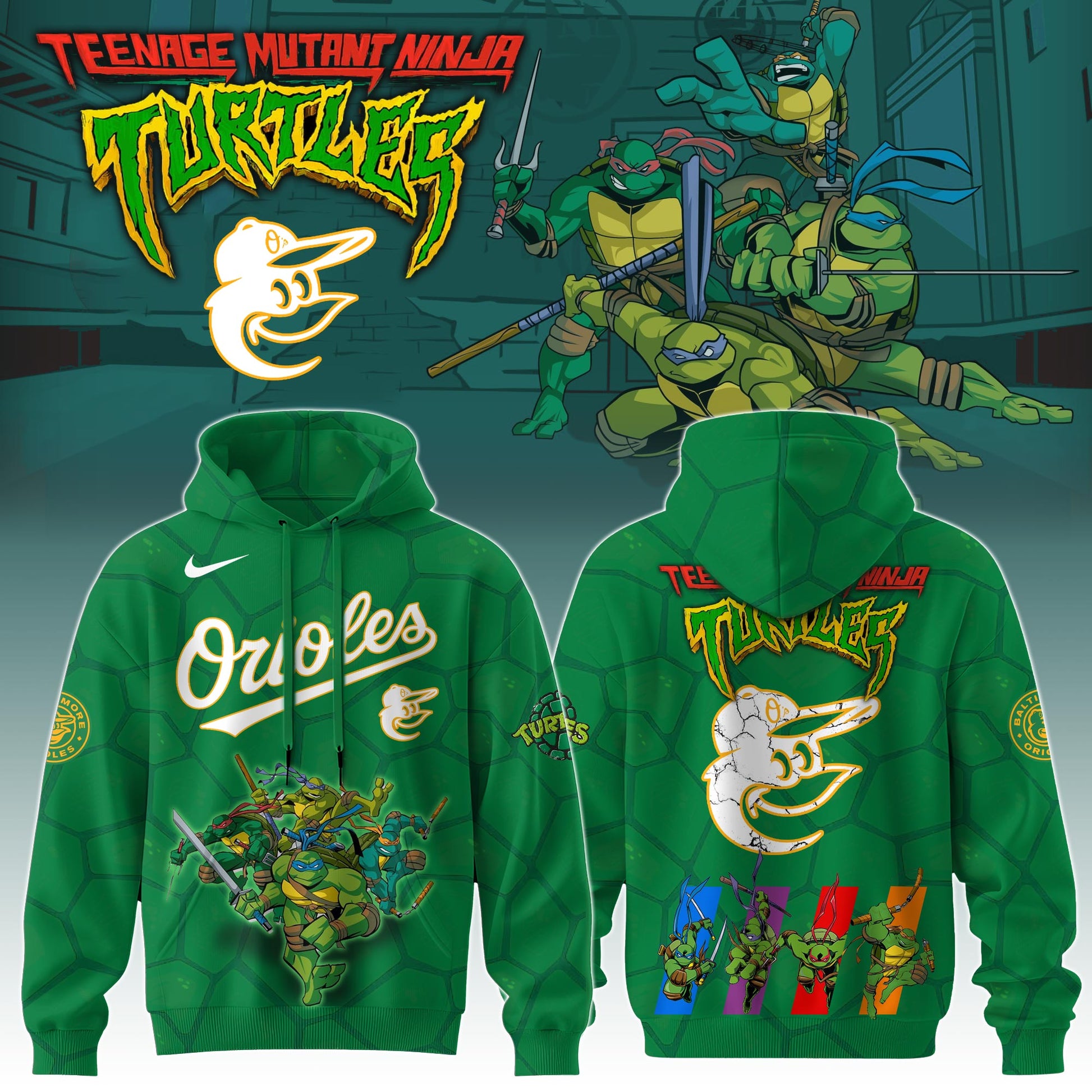 .  Baltimore Orioles MLB x Ninja Turtles Special Edition Hoodie 2025