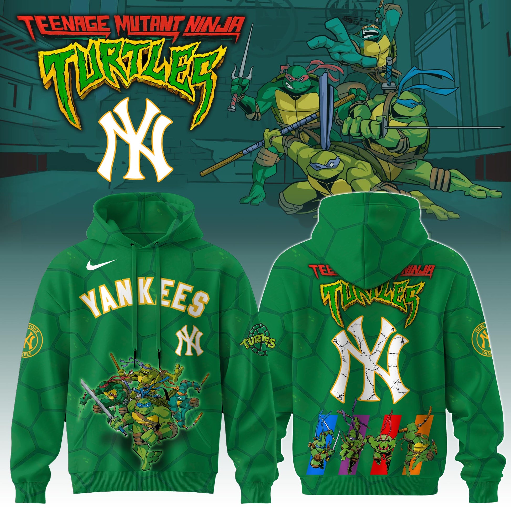 . New York Yankees MLB x Ninja Turtles Special Edition Hoodie 2025