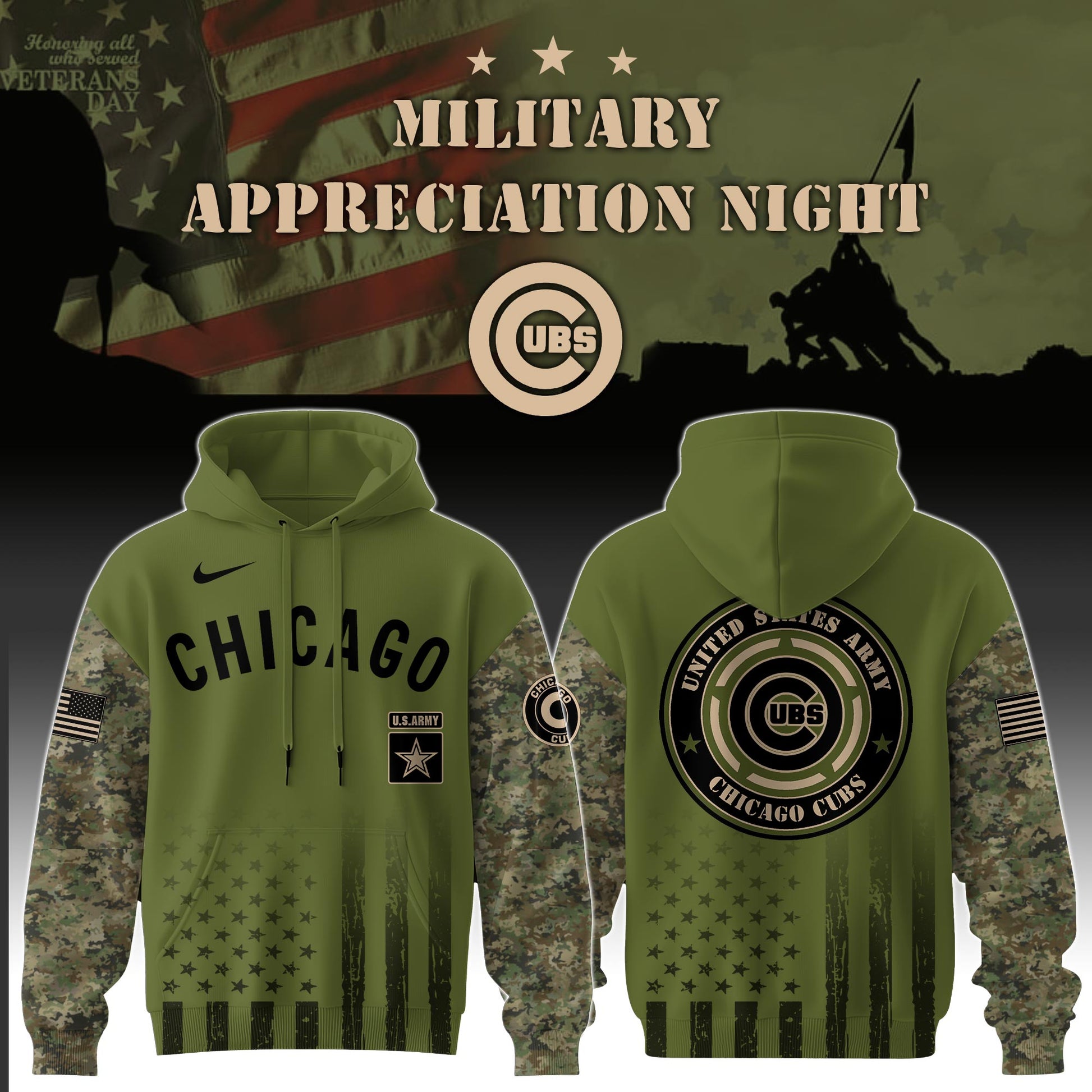 _Chicago Cubs x MLB x Army Military Appreciation Night Hoodie Editions Limited