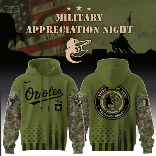 _Baltimore Orioles x MLB x Army Military Appreciation Night Hoodie Editions Limited