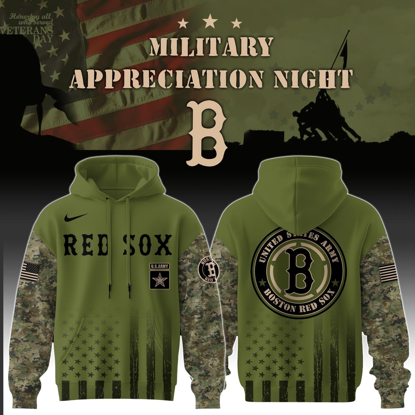 _Boston Red Sox x MLB x Army Military Appreciation Night Hoodie Editions Limited