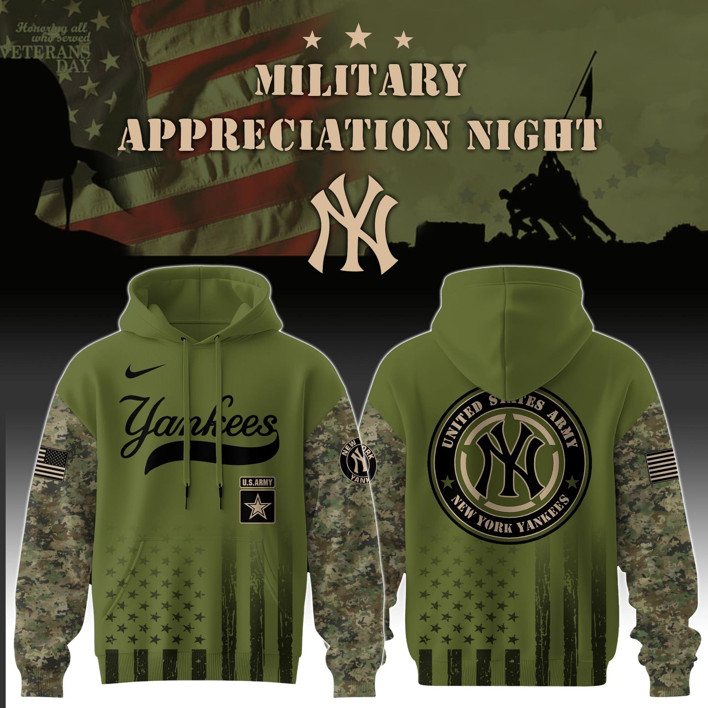 _New York Yankees x MLB x Army Military Appreciation Night Hoodie Editions Limited