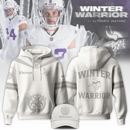 Premium Minnesota Vikings Merch - Minnesota  Vikings Football Winter Warrior Limited Edition Hoodie 2025 - Gear Up For Game Day