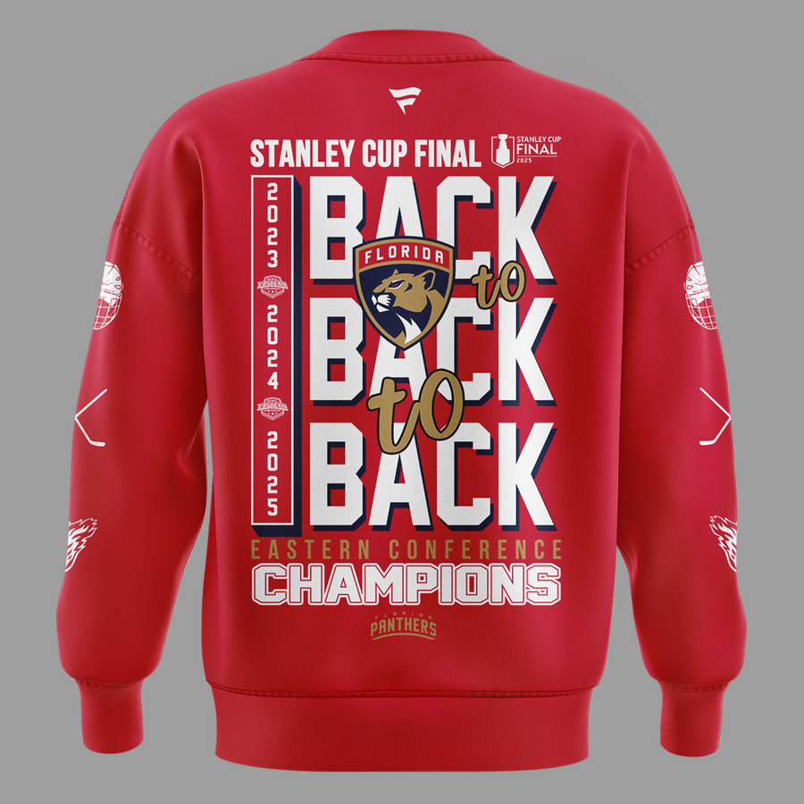 Special Edition Florida Panthers Back-To Back-To-Back Eastern Conference Champions Sweatshirt 2025