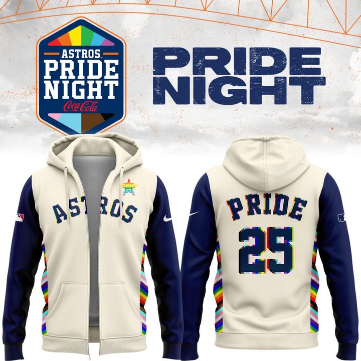 Special New Pride 25 Astros Logo Zip Hoodie