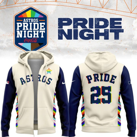 Special New Pride 25 Astros Logo Zip Hoodie