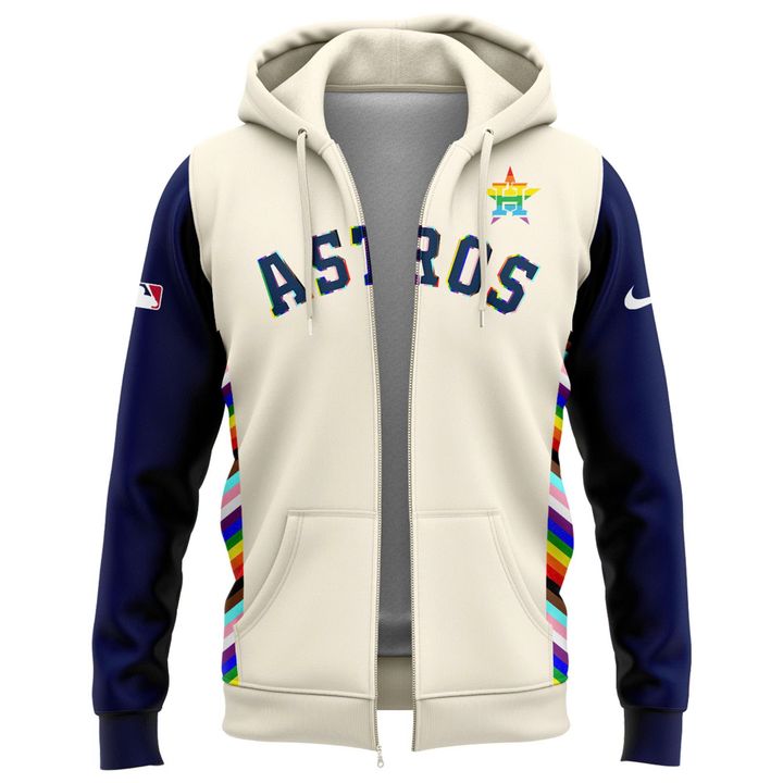 Special New Pride 25 Astros Logo Zip Hoodie