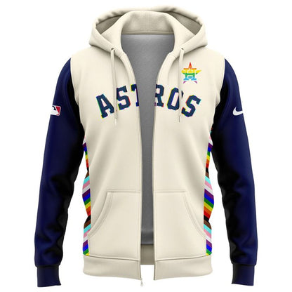 Special New Pride 25 Astros Logo Zip Hoodie