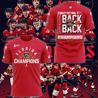 Special Edition Florida Panthers Back-To-Back Stanley Cup Champions T-Shirt 2025
