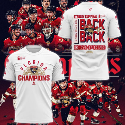 Special Edition Florida Panthers Back-To-Back Stanley Cup Champions T-Shirt 2025