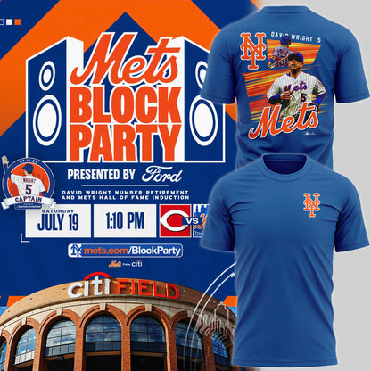 Special Mets Block Party David Wright T-Shirt Navy