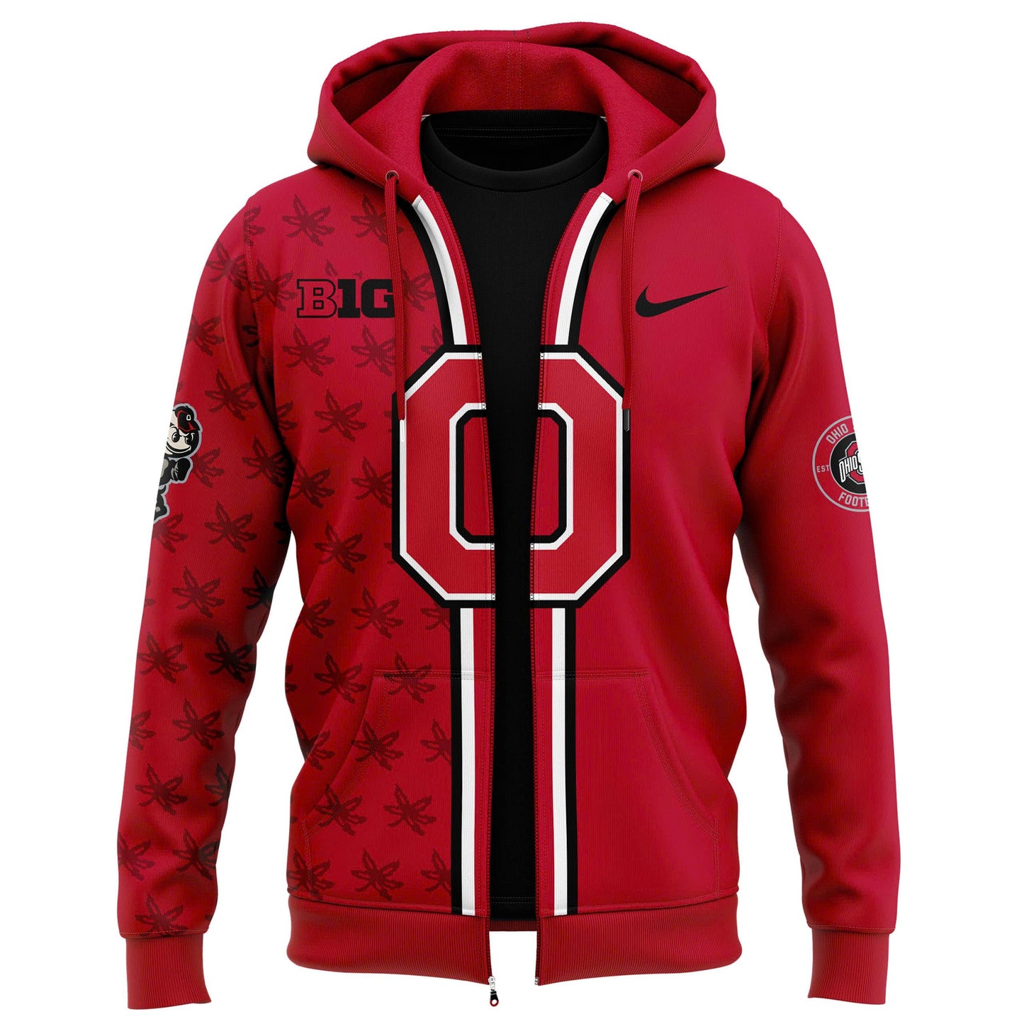 Premium Ohio State Buckeyes Red ZIP Hoodie 2025 Season