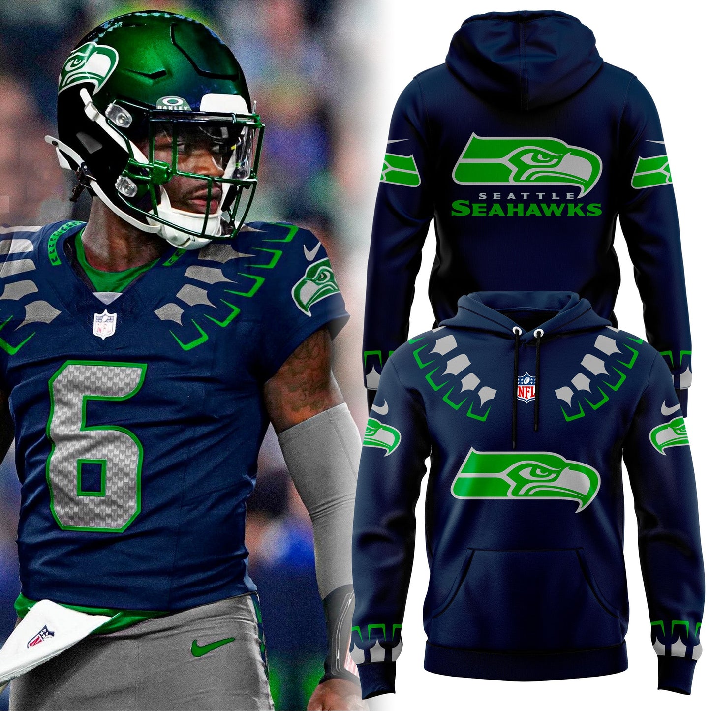 Seattle Seahawks 2025 The Graphic God Hoodie v1
