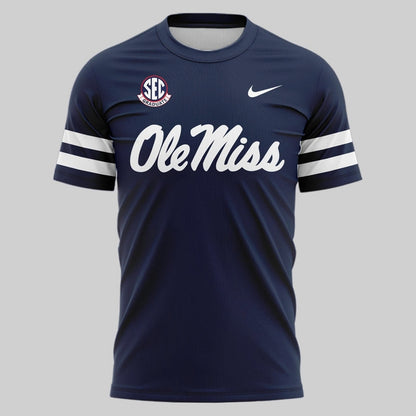 Ole Miss Football Uniform T-shirt - Navy Blue - Limited Edition