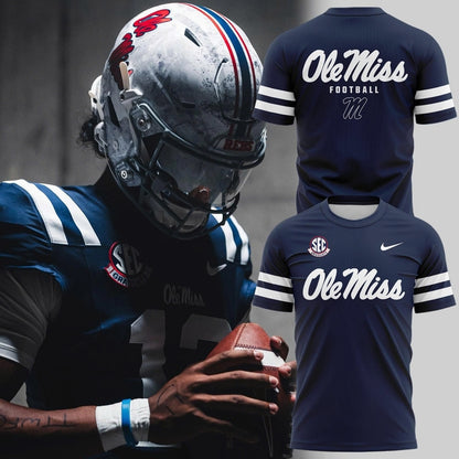 Ole Miss Football Uniform T-shirt - Navy Blue - Limited Edition