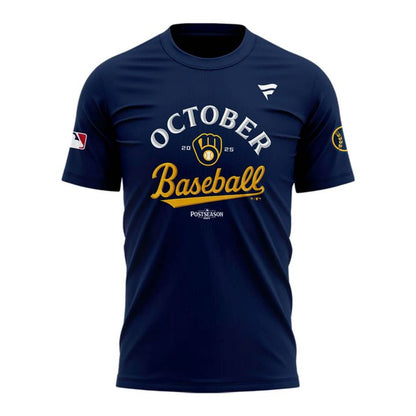 Special New October Ready 2025 Postseason Brewers Uniform Navy T-Shirt