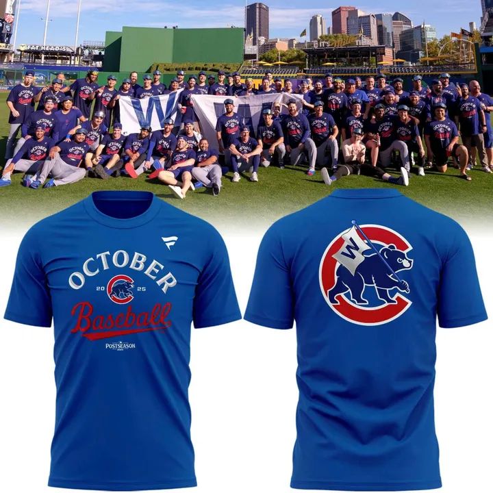 Special New October Ready " Chicago Cubs Fly The W" Flag Logo T-Shirt