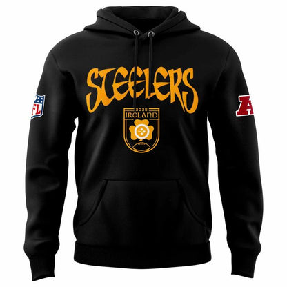 Pittsburgh Steelers 2025 Ireland game Hoodie - Black