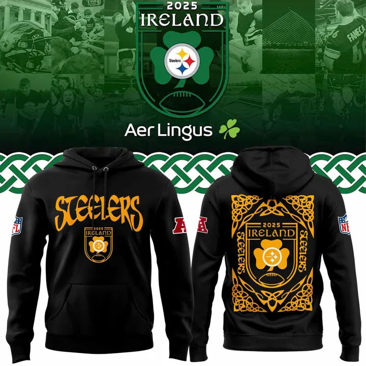 Pittsburgh Steelers 2025 Ireland game Hoodie - Black