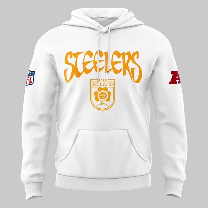 Pittsburgh Steelers 2025 Ireland game Hoodie - White