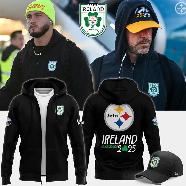 Pittsburgh Steelers New Era 2025 Ireland game Zip Hoodie - Black
