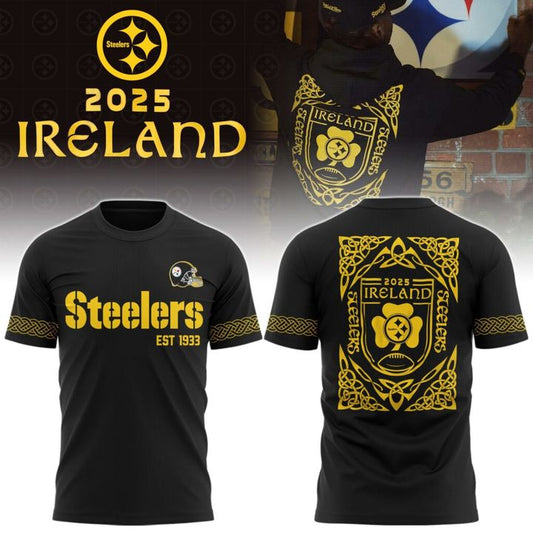 Pittsburgh Steelers 2025 Ireland game Special T-Shirt - Black