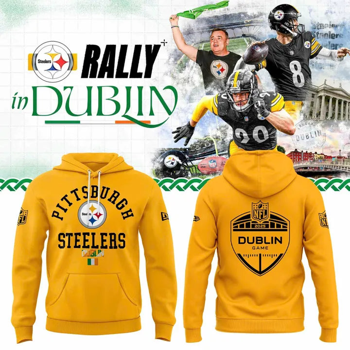 Pittsburgh Steelers 2025 Ireland Dublin game Hoodie - Yellow