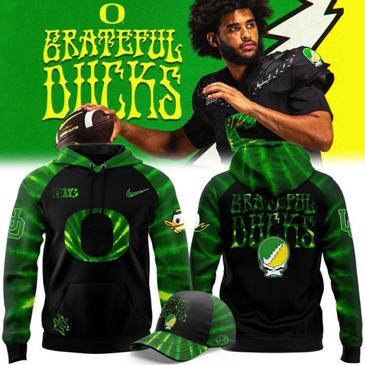 Oregon Ducks Football 2025 Grateful Ducks Tie-Dye Hoodie