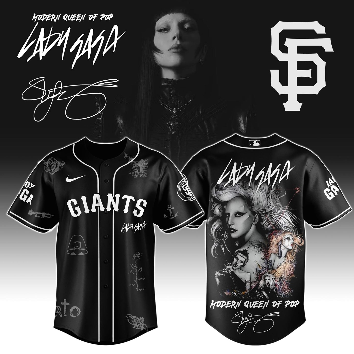 S F Giants  x Lady Gaga "The MAYHEM Ball" Tour 2025 Jersey Editions Limited +Selling Out Fast