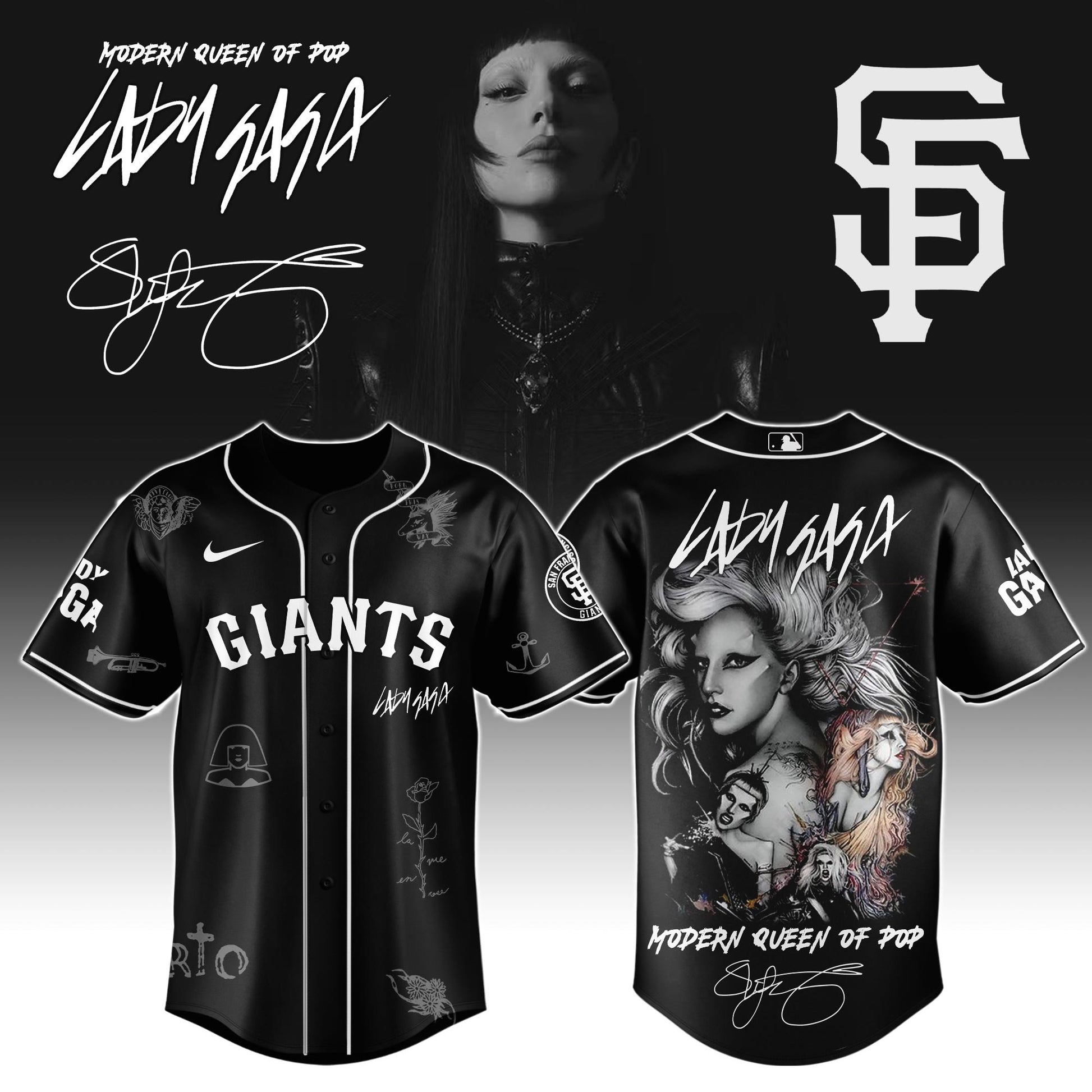 S F Giants  x Lady Gaga "The MAYHEM Ball" Tour 2025 Jersey Editions Limited +Selling Out Fast