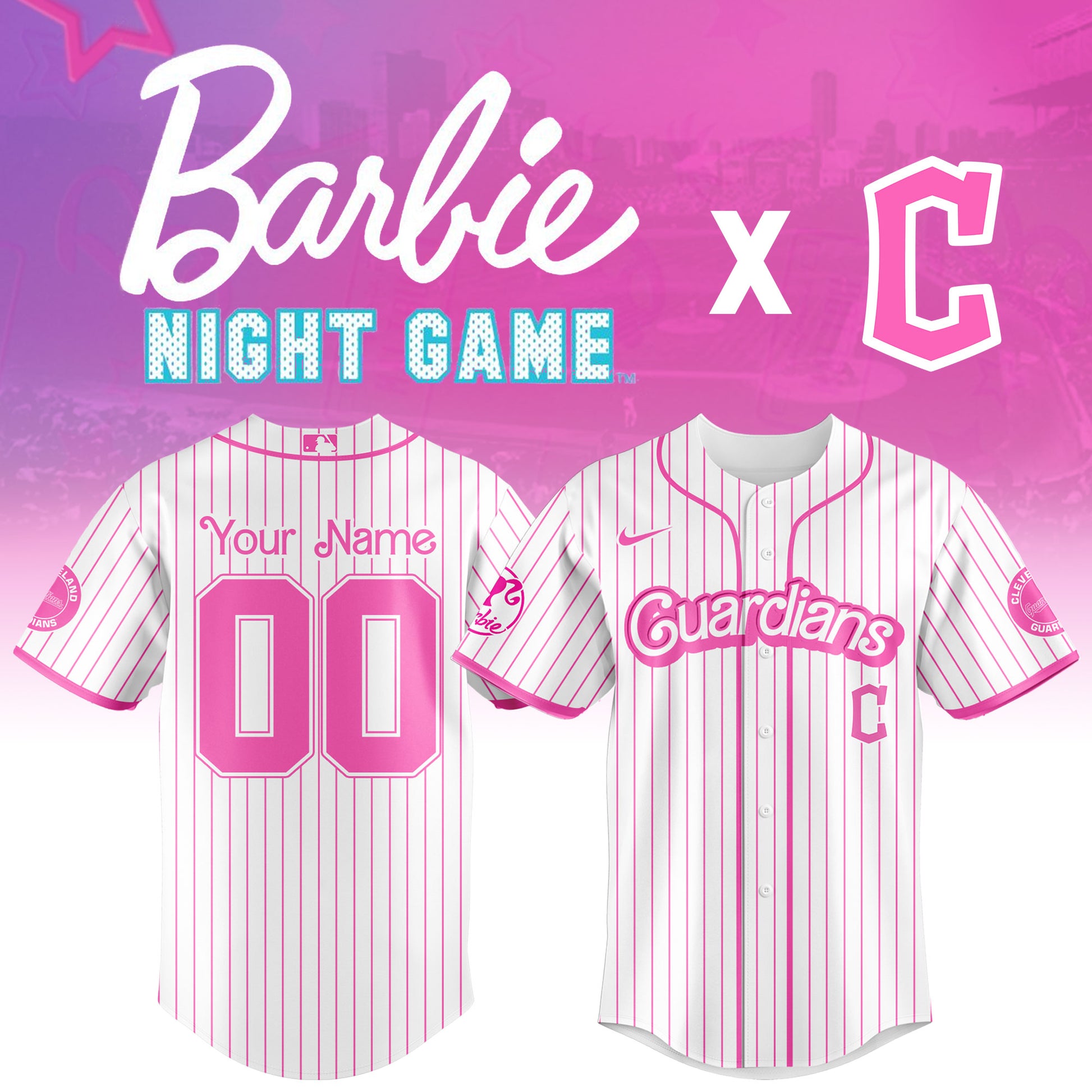 .    Cleveland  Guardians MLB x Barbie Night Game Limited Edition Jersey 2025 v2