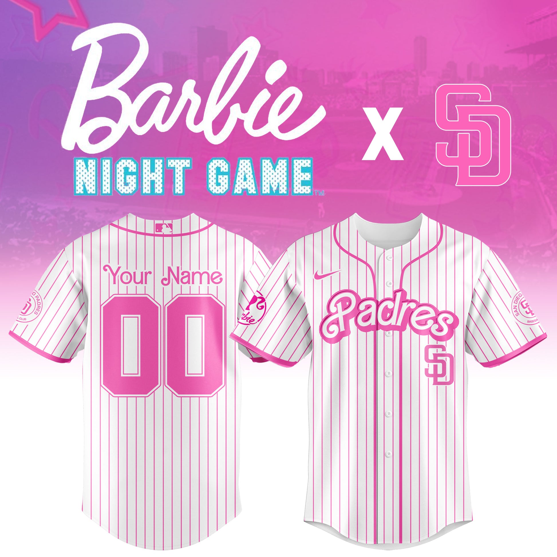 .    San  Diego Padres MLB x Barbie Night Game Limited Edition Jersey 2025 v2