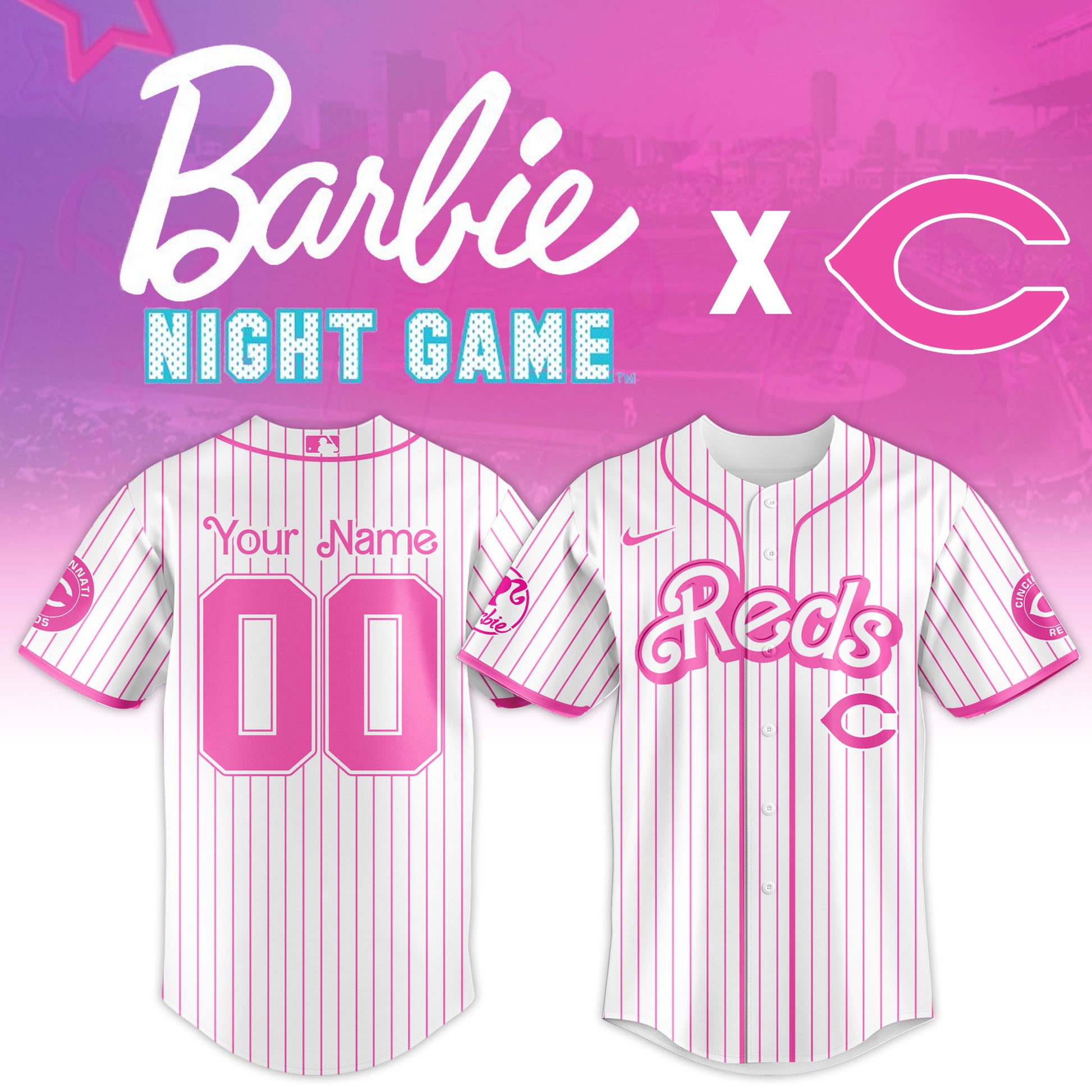 .    Cincinnati  Reds MLB x Barbie Night Game Limited Edition Jersey 2025 v2