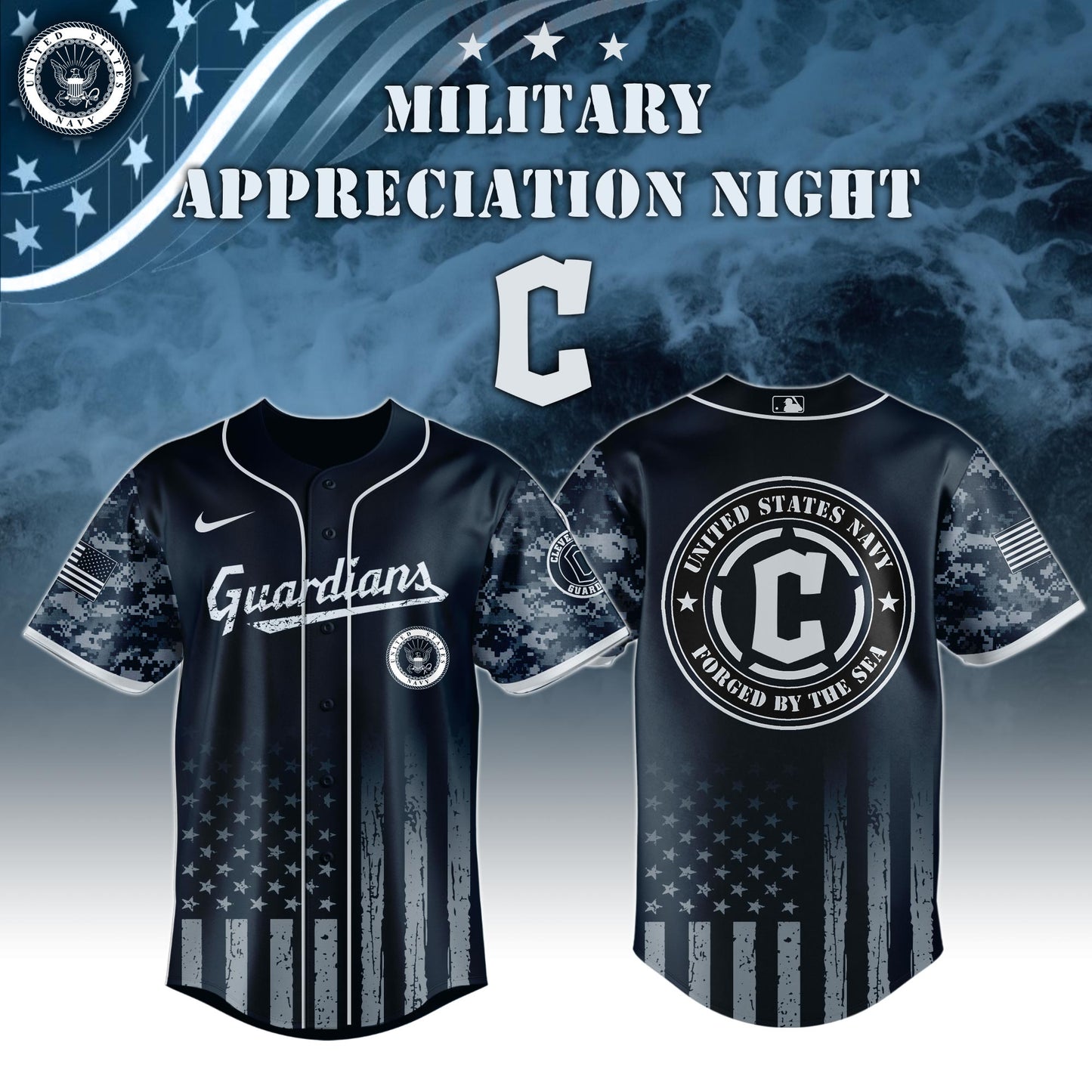 _Cleveland Guardians MLB x Navy Military Appreciation Night Jersey Editions Limited 2025 V5